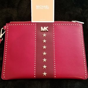 NWT Micheal Kors large Red Wristlet W/stars